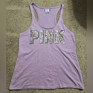 PINK Victoria's Secret Large Bling Vintage Sequin Spellout Tank Top